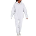thumbnail image 2 of Huankd Womens Plus Size 2 Piece Jogger Set Cozy Oversized Fleece Sweatsuit for Lounge and Casual Wear White L, 2 of 6