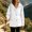White, variant on Women's Adjustable Drawstring Hood Jacket, Snap Button Full Zip Mid Length Windproof Hiking Coat with Multi Zipper Flap Pockets for 2026 Spring Fall Outdoor Travel Daily Layering