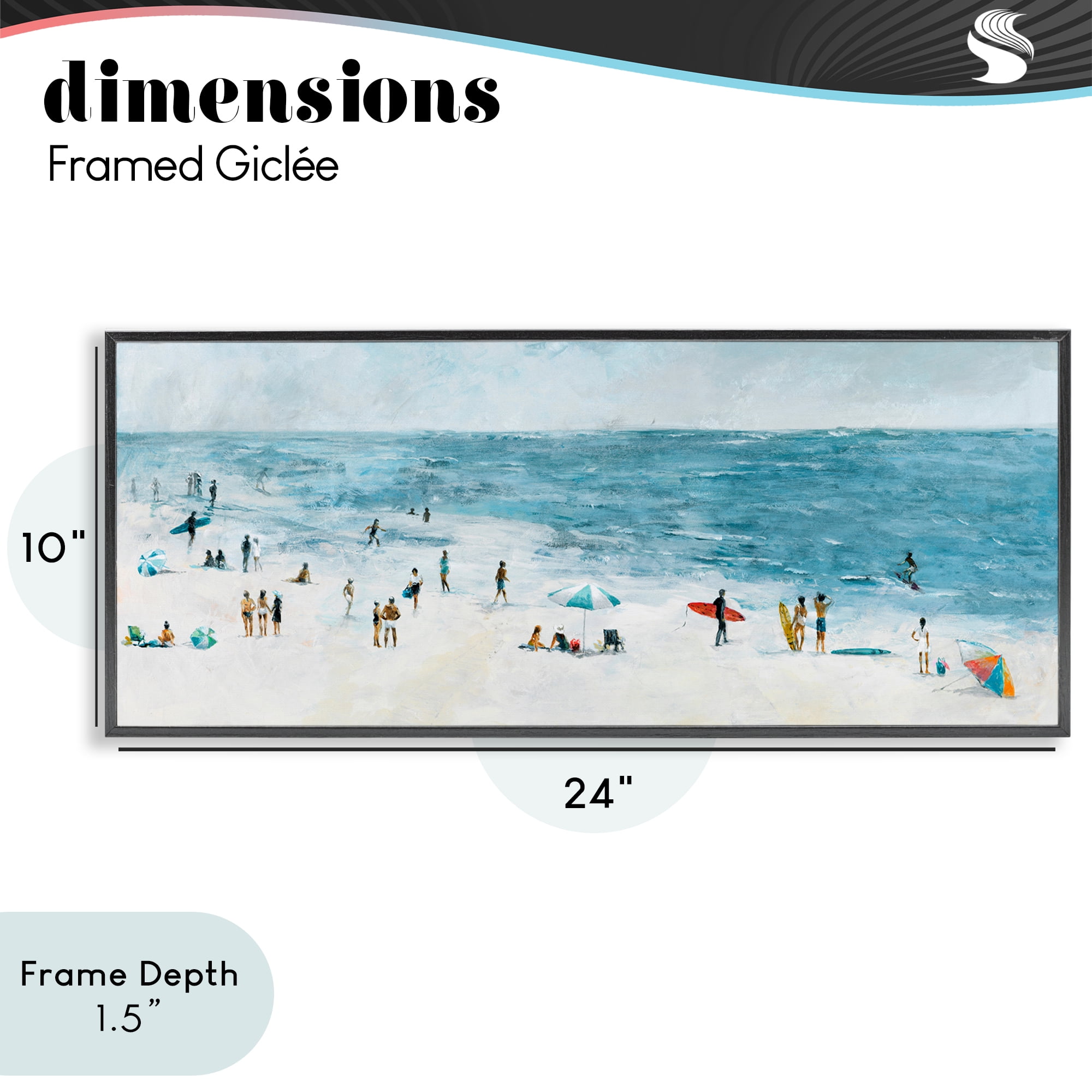 Stupell Industries Busy Beach Coastal Scene Black Framed Giclee Art, design by Lorenzo Collective