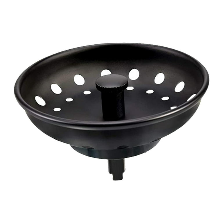 Black Sink Basket Strainer Drain Stopper, Stainless Steel Matte Kitchen Sink Strainer Fits for Universal 3-1/2 inch Kitchen Sink, Metal Center Knob