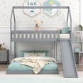 thumbnail image 3 of Harper & Bright Designs Twin Over Full House Bunk Bed with Slide and Ladder Floor Bedframe for Bedroom, Gray, 3 of 11