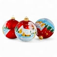thumbnail image 5 of STP Goods Village at Dusk Christmas Ball Ornament Set of 3 in Gift Box 3.5" (9 cm) Hand-Painted Christmas Tree Ornaments Collectible Christmas Tree Hanging Decorations, Red Blue, 5 of 6