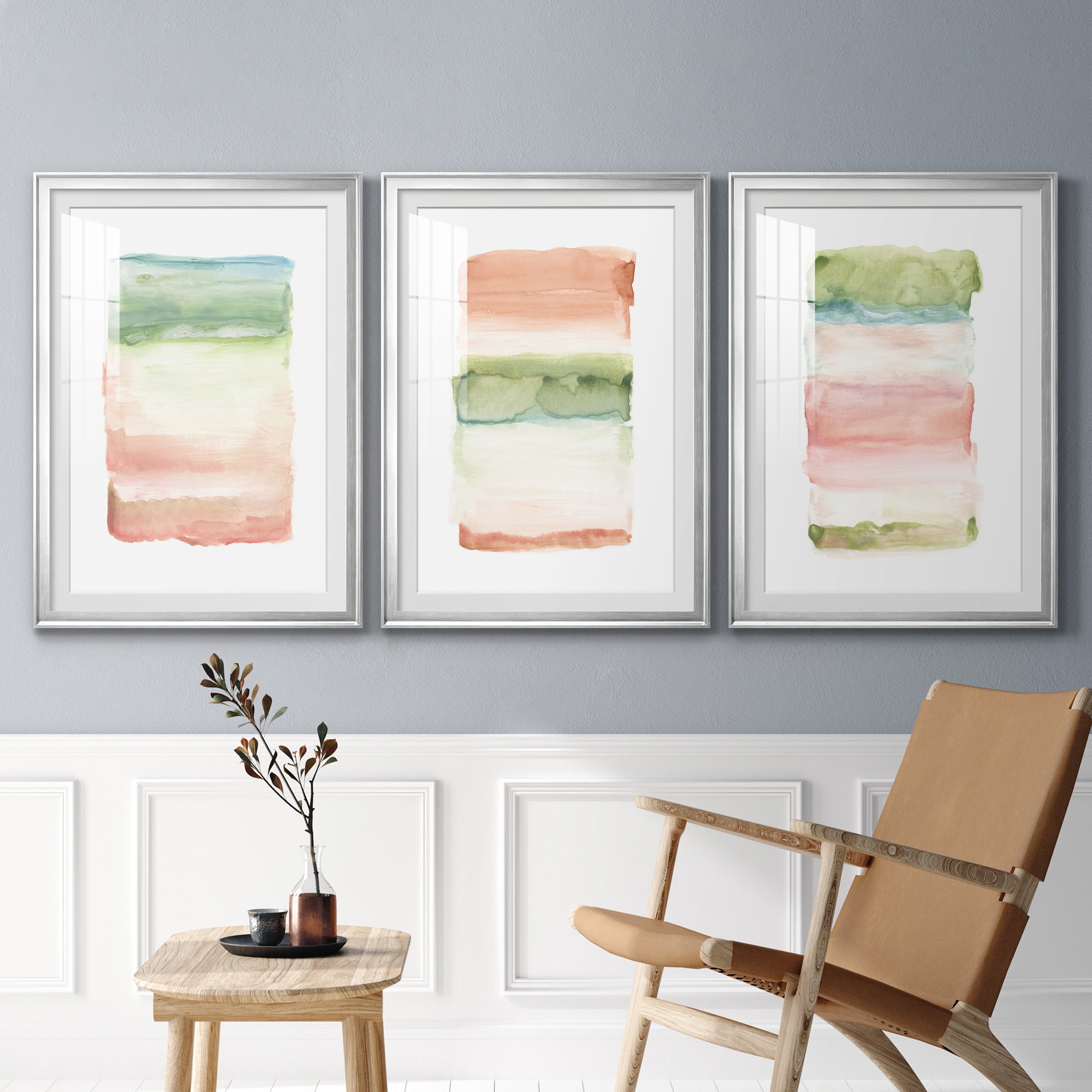 Skye I Premium Framed Prints Set of 3 - Ready to Hang - 26.5 x 36.5 Each - Silver Frame