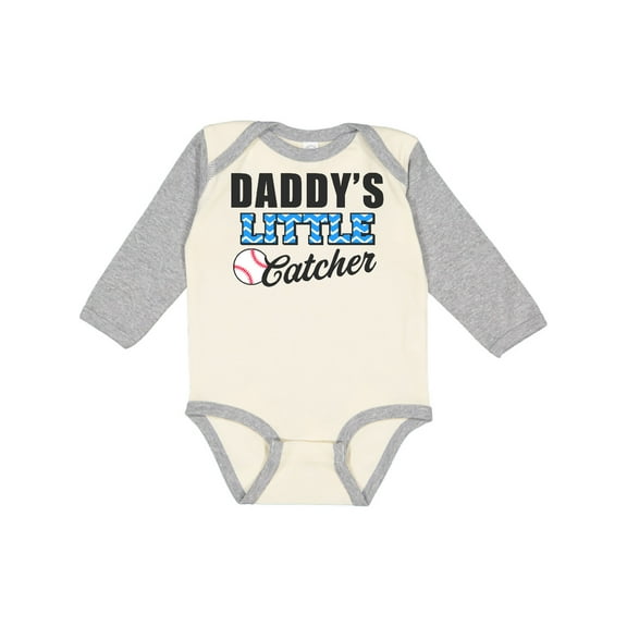 Inktastic Baseball Daddys Little Catcher Boys Long Sleeve Baby Bodysuit