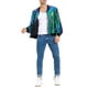thumbnail image 2 of CHAQUETAS CHIC para Hombres, Chaqueta Bomber con Cremallera y Brillo de Manga Larga, Talla S, Verde, 2 of 7