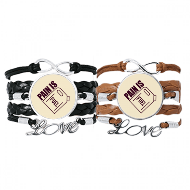 Hurt Fuel Bottle Effect Art Deco Fashion Bracelet Hand Strap Leather Rope Wristband Double Set