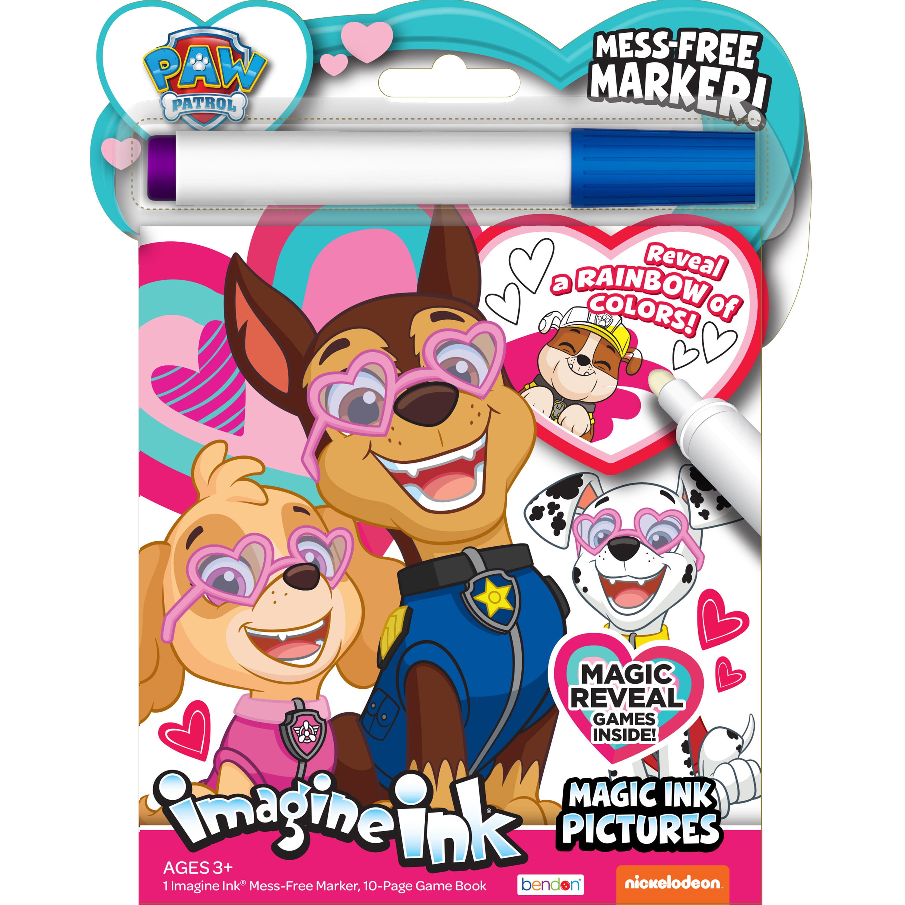 Nickelodeon Paw Patrol 10 Page Valentine's Day Imagine Ink Coloring Book  with Mess Free Marker, Paperback 
