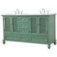 thumbnail image 3 of Elegant Decor Rhodes 60" Double Marble Top Bathroom Vanity in Vintage Mint, 3 of 16