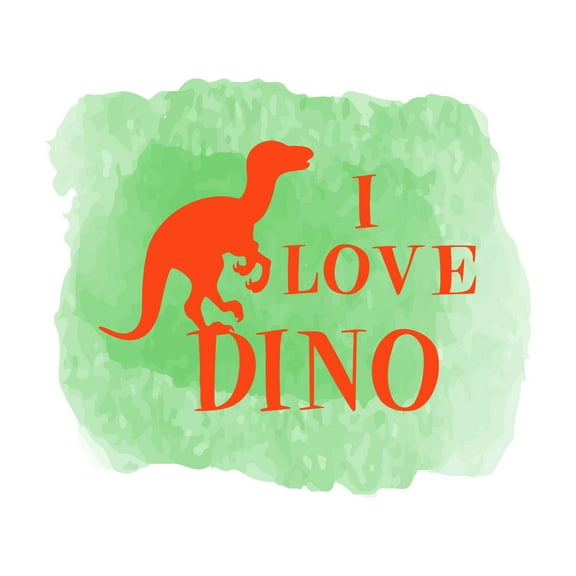 I Love Dino Cute Dinosaur Silhouette Watercolor Wall Design Wall Art Sticker Designs Vinyl Stickers For Home House Walls Rooms Windows Bedroom Decoration Size (26x26 inch)