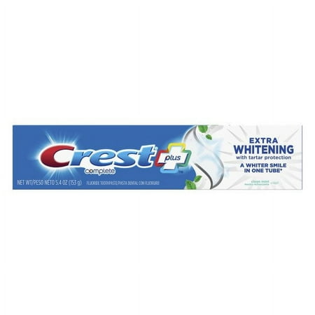 Pack of 4 Crest Plus Complete Extra Whitening Toothpaste with Tartar Protection Clean Mint 5.4 oz