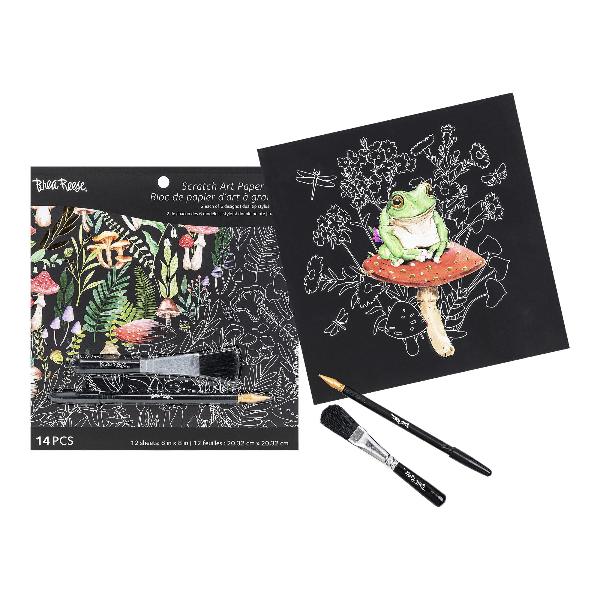 Brea Reese: Scratch Art Paper Pad - Nature - 12 Designs, 8x8" Tear Out Pages, Metallic Guided Art Kit, Adult Craft Activity, Mindful Relaxation