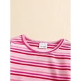 thumbnail image 5 of WIBACKER Toddler Baby Boy Girl Fall Outfit Ribbed Knit Tops Elastic Pants Set Cute 2pcs Stripe Winter Clothes, 5 of 7