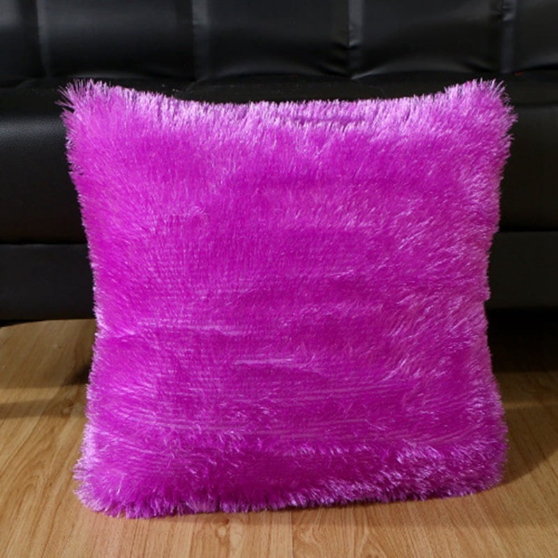 Plush Furry Solid Color Cushion Cover Throw Pillow Case Home Bed Room Sofa Decor 