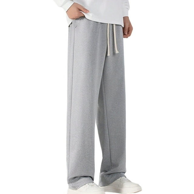 HAiming Men's Baggy Sweatpants Straight Leg Drawstring Waist Long Sports Track Jogger Pants with Pockets