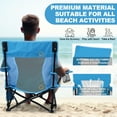 thumbnail image 3 of Coliware Folding Backpack Beach Chair, Blue Compact Lightweight Camping Chair with Carry Bag Cup Holder, Outdoor Reclining Low-Profile Travel Chair for Adults, Heavy-Duty, 3 of 10