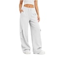 thumbnail image 2 of BXJX Womens Sweatpants, Running Elastic Waist Casual Straight Leg Athletic Pants with Pockets White Size S, 2 of 9