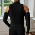 thumbnail image 3 of uikmnh Mens T Shirts Men's High Neck off Shoulder Hollow Sexy Long Sleeved T Shirt Size:S, 3 of 4