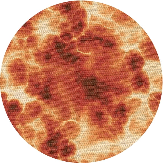 Ahgly Company Machine Washable Indoor Round Transitional Orange Area Rugs, 6' Round