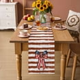 thumbnail image 2 of Thin Brown Lines Table Runner 72 Inches, Patriotic Bow Vintage Distressed Striped Bed Runner Dresser Scarves Tabletop for Indoor Outdoor Parties/Ceremony/Banquet, 14" x 72", 2 of 9
