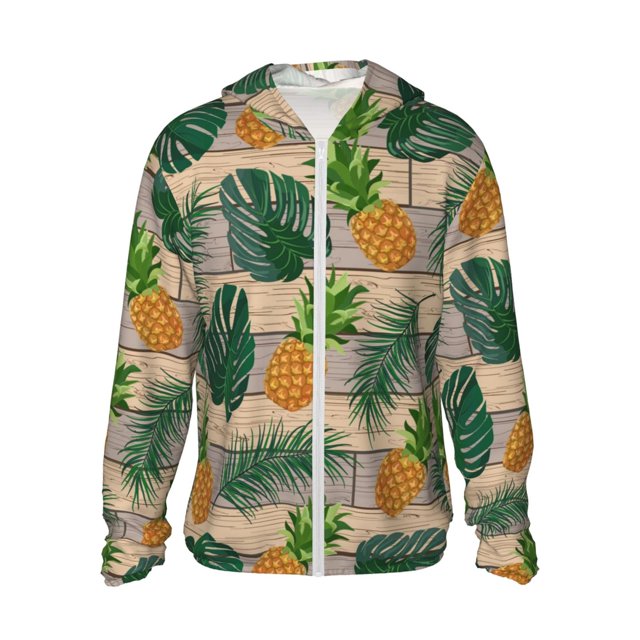 Fotbe Pineapples Palm Leaves Chaqueta con Protección Solar UPF 50+ para Hombre y Mujer, Camisa con Capucha y Bolsillos-XX-Large