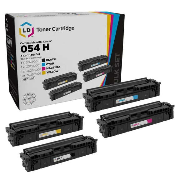 LD Products Compatible Toner Cartridge Replacements for Canon 054H High Capacity (Black, Cyan, Magenta, Yellow, 4-Pack)