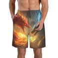 thumbnail image 1 of Saiise Maillot de Bain Homme Imprimé Dragon Rouge et Bleu avec Poches-3TG, 1 of 6