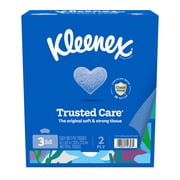 Kleenex Trusted Care Facial Tissues, 3 Flat Boxes, 160 Tissues per Box, 2-Ply