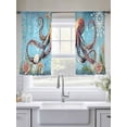 thumbnail image 5 of Ocean Octopus Sheer Curtains 54 Inch Long 2 Panels, Starfish Undersea Nautical Blue Vintage Light Filtering Rod Pocket Curtains, Sheer Voile Drapes for Living Room Bedroom, 52"x54", 5 of 8