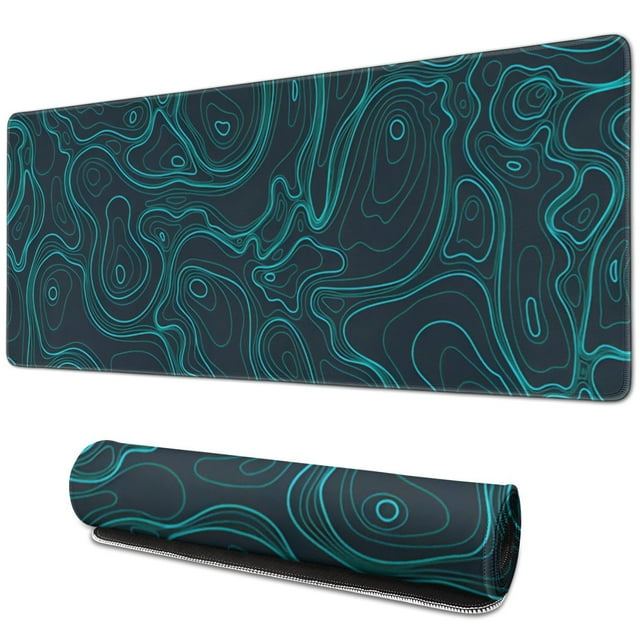 Blue Line Mountain Topographic MapLine Theme mouse Padswaterproofnon Slip for Office Home Work GamingmousepadRubber Base Mousepad with Stitched Edges 31.5x11.8inches