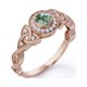 thumbnail image 4 of JeenMata Anillo Compromiso Art Déco 0,58 ct Ágata Verde Musgo Natural Corte Redondo Halo Moissanita Milgrain Baño Oro Rosa 18K sobre Plata, 4 of 6