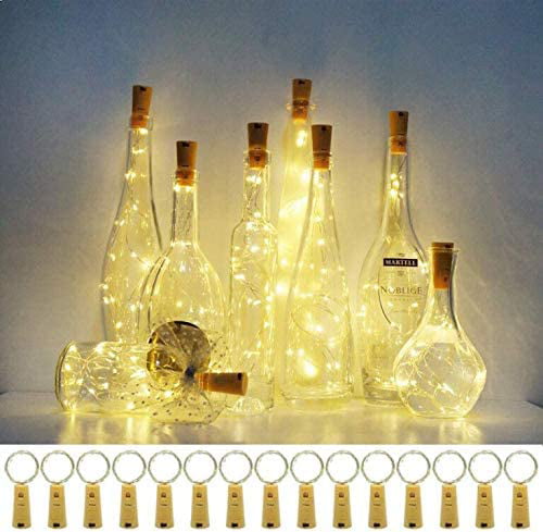 Unique Gold Amber Glass Bottle W/ Cork12" Tall Yellow Window Decor 