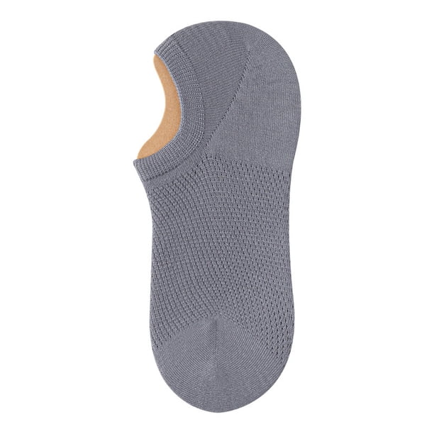 Xiao Hua 10 pares de calcetines invisibles para hombre, antideslizantes, de silicona, que absorben la humedad, de corte bajo, informales, color gris oscuro.