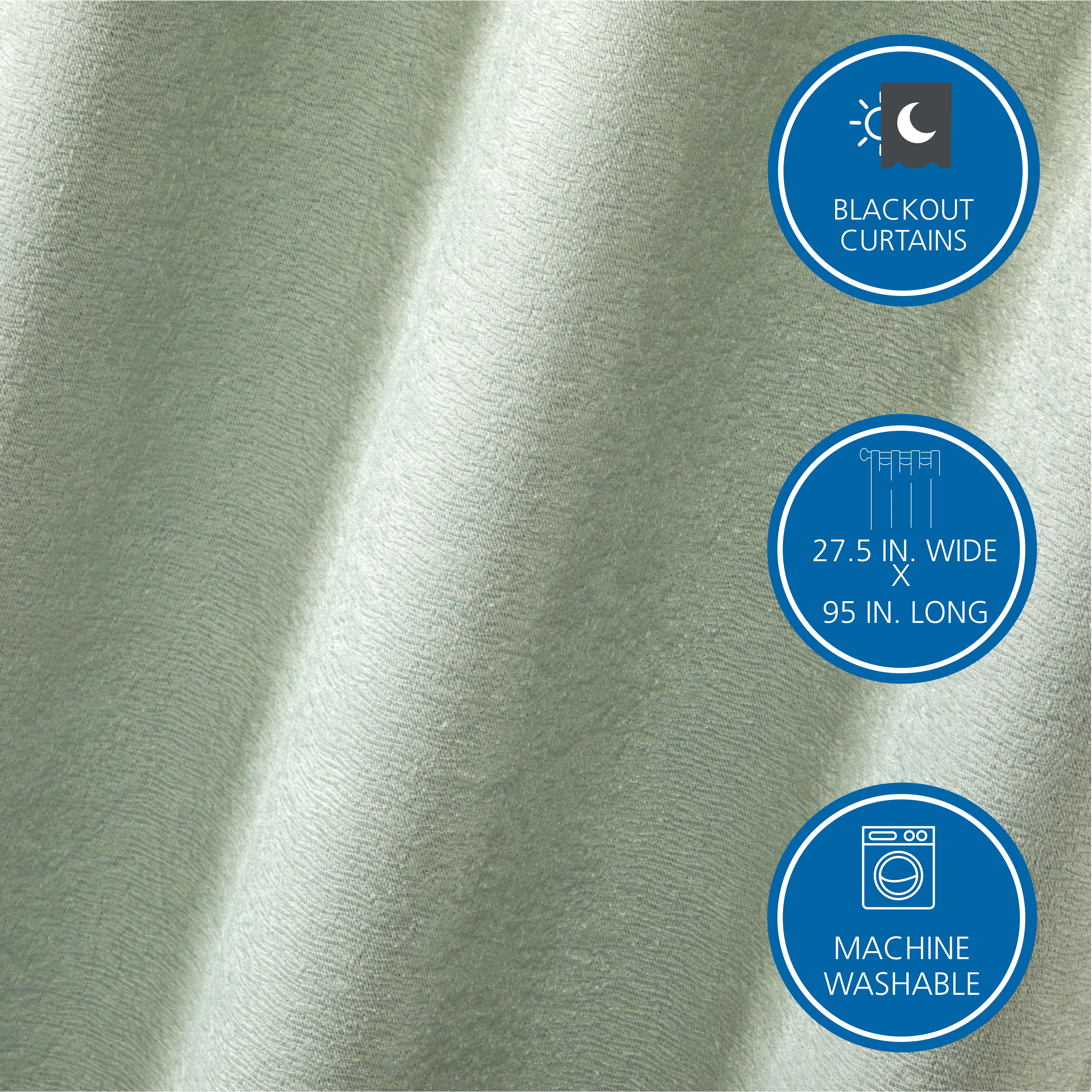 Mainstays 4 of a Kind Blackout Curtain Panels, Set of 4, Green, 28" W x 95" L