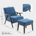 thumbnail image 6 of Arm Chair and Ottoman Set, Upholstered Accent Armchair with Wood Frame and Polyester Cushions,Comfy Reading Chair with Footrest for Living Room/Bedroom,Blue, 6 of 7
