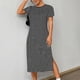 thumbnail image 1 of mfyjkho Vestidos casuales para mujer, Vestido de verano de manga corta con cuello redondo, informal, liso y con bolsillos para mujer Vestidos de fiesta para mujer s, 1 of 6