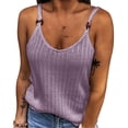 thumbnail image 4 of AWZXDE Cotton Tops for Women Fashion Solid Color Sleeveless Knitted Spaghetti Strap Cami Top, 4 of 6