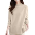 thumbnail image 3 of Women's Casual Solid Color Long Sleeve Knit Top Shirts Blouses Crewneck Side Button Loose Fit Soft Comfortable Business Casual Work Office Vacation Travel Fashion Essential Gift for Women, 3 of 8