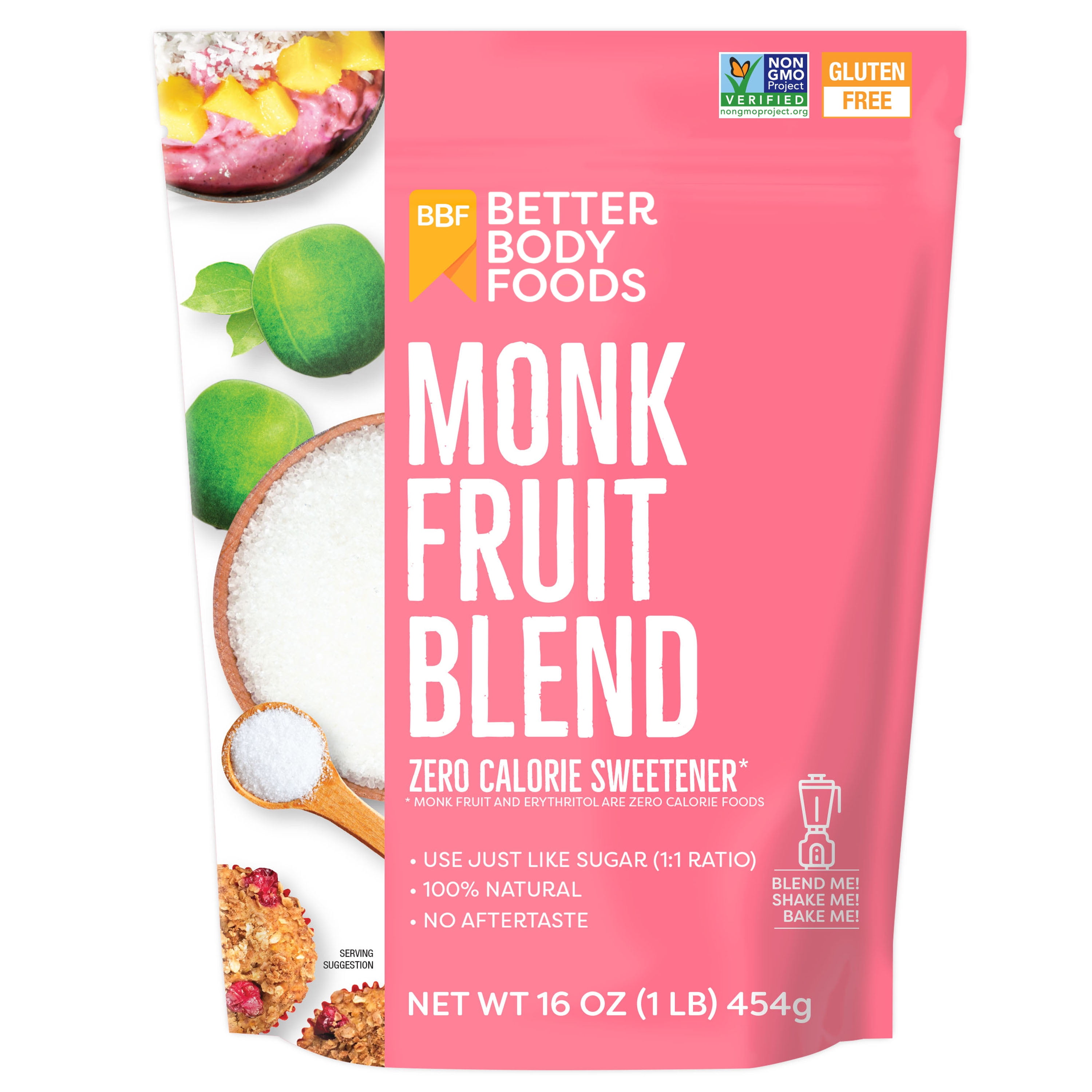 BetterBody Foods Monk Fruit Zero Calorie Sweetener, 16 Oz