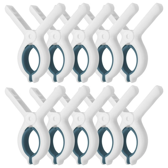 Abaima 10 Pcs Beach Towel Clips, Large Clothes Pins Plastic, Strong Grip Towel Clips for Beach Chair, Heavy Duty Jumbo Size Blanket Clips for Daily Laundry Room, Beach
