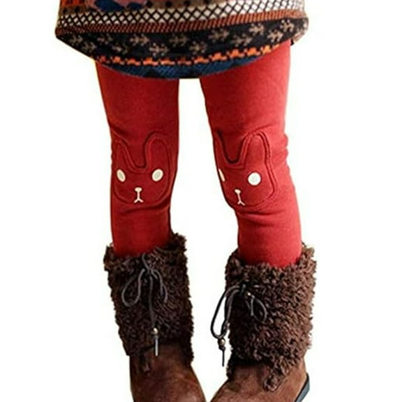Girls Winter Warm Cotton Fleece Lined Leggings Kids Thick Thermal Pants Child
