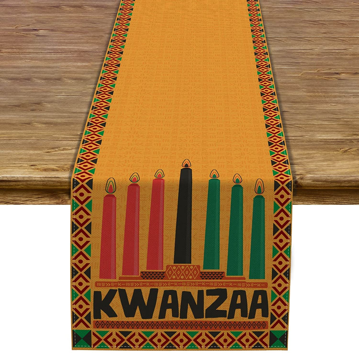 Linen 13x72'' Kwanzaa Table Runner African American Heritage Festival