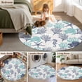 thumbnail image 6 of Teal Blue Coastal Round Area Rug 3 FT, Small Kitchen Bathroom Mat, Sea Turtle Nautical Coral Summer Beach Washable Indoor Outdoor Throw Runner Carpet Doormat for Table Shower Sofa Entryway, 6 of 9
