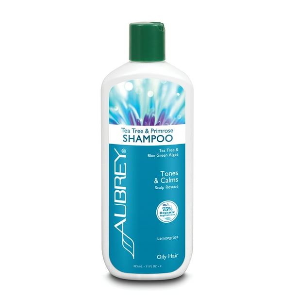 Aubrey Tea Tree & Primrose Shampoo Tones & Calms Oily Scalp Blue