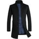 thumbnail image 1 of Gabardina larga de mezcla de lana para hombre, abrigo ajustado de plumas, 1 of 3