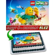 Lego Worlds Edible Cake Image Topper Personalized Birthday Party 1/4 Sheet (8"x10.5")