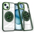 thumbnail image 2 of For Apple iPhone 16 (6.1") Clear Transparent Back Hybrid with Rotate Ring Stand & MagSafe Compatible Shockproof Slim TPU PC Phone Case Cover by Xpression - Green, 2 of 8