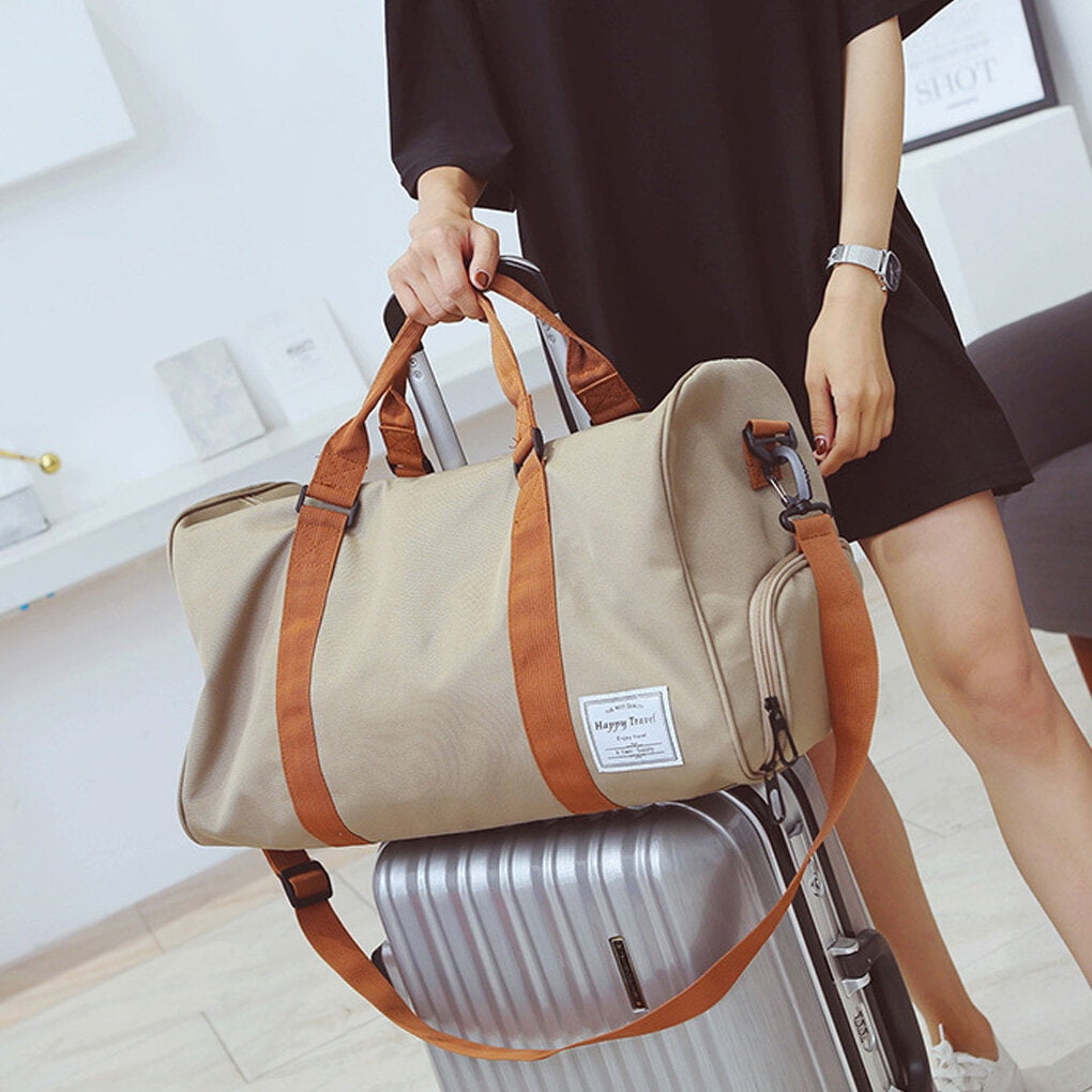 Unisex Large Capacity Travel Tote Women Men Zipper Closure Bags Good Handbag with Handle Bags Waterproof Adjustable Shoulder Bag for Camping Black Walmart