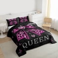 thumbnail image 3 of Homewish Pink Leopard Print Ribbon Bedding Comforter Set for Teen, King and Queen Twin Comforter Sets, Butterfly Damask Flower Reversible Bedding Set, Super Cozy Room Decor, 2 Pieces, 3 of 8