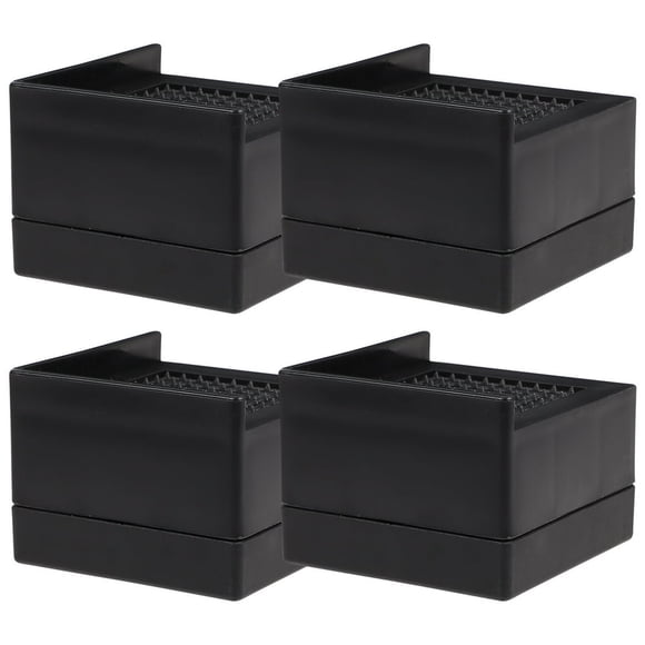 LEEYNEER 4Pcs Anti-skid Shockproof Bed Foot Pads Rubber Furniture Feet Riser Fridge Mats (Black)