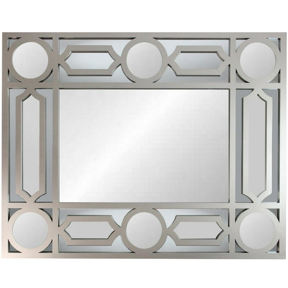 29.5" Gray Framed Geometric Openwork Rectangular Wall Mirror Walmart